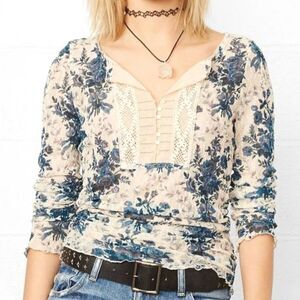 Denim & Supply Floral Lace Top XL Cottagecore Prairie Ralph Lauren